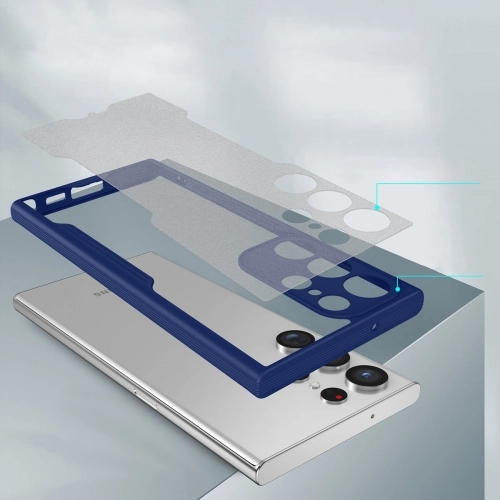 Samsung Galaxy S23 Ultra Kılıf Renkli Silikon Kamera Lens Korumalı Şeffaf Parfe Kapak - Lacivert