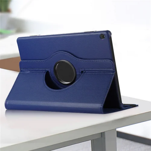 Samsung Galaxy Tab A7 Lite T220 Tablet Kılıfı 360 Derece Dönebilen Standlı Kapak - Mavi