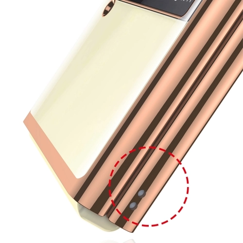 Samsung Galaxy Z Flip 3 Kılıf Metal Görünümlü Esnek Kıpta Kapak - Gold