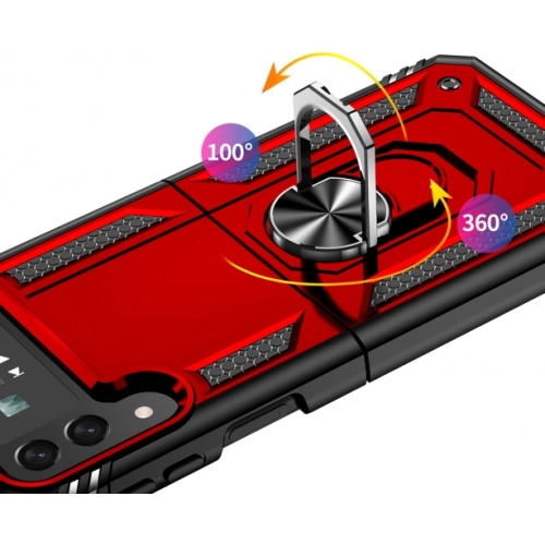 Samsung Galaxy Z Flip 4 Kılıf Zırhlı Standlı Mıknatıslı Katlanabilir Tank Kapak - Gold