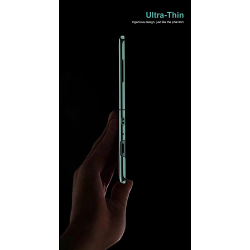 Samsung Galaxy Z Fold 3 Kılıf Metal Görünümlü Esnek Kıpta Kapak - Yeşil