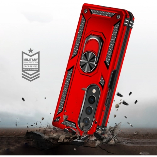 Samsung Galaxy Z Fold 4 Kılıf Zırhlı Standlı Mıknatıslı Katlanabilir Tank Kapak - Mavi