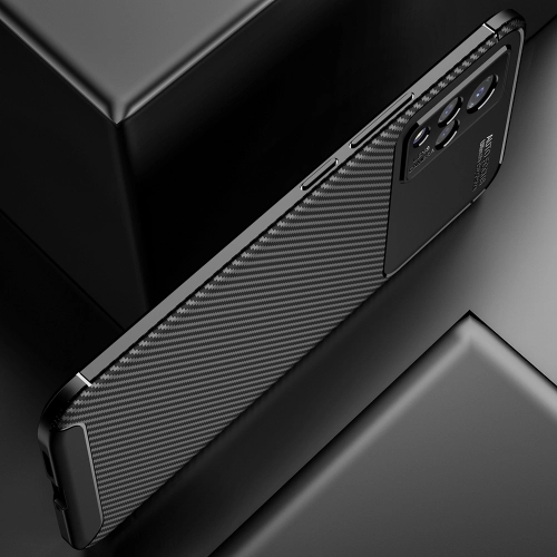 Vivo Y21 Kılıf Silikon Parmak İzi Bırakmayan Karbon Soft Negro Kapak - Lacivert