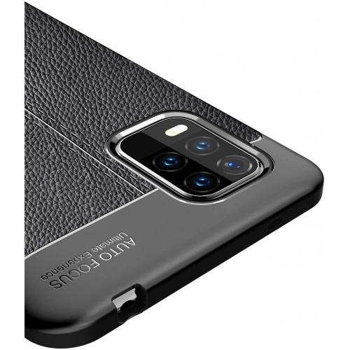 Xiaomi Mi 10 Lite Kılıf Deri Görünümlü Lüks Parmak İzi Bırakmaz Niss Silikon Kapak - Lacivert