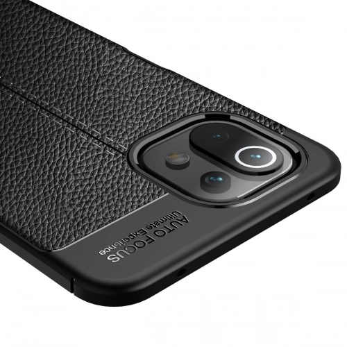 Xiaomi Mi 11 Lite Kılıf Deri Görünümlü Lüks Parmak İzi Bırakmaz Niss Silikon Kapak - Lacivert