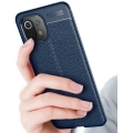 Xiaomi Mi 11 Lite Kılıf Deri Görünümlü Lüks Parmak İzi Bırakmaz Niss Silikon Kapak - Lacivert