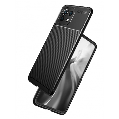 Xiaomi Mi 11 Lite Kılıf Silikon Parmak İzi Bırakmayan Karbon Soft Negro Kapak - Lacivert