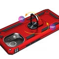 Xiaomi Mi 11 Lite Kılıf Silikon Zırhlı Standlı Yüzüklü Mıknatıslı Tank Kapak - Kırmızı