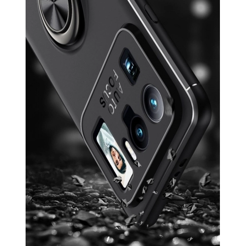 Xiaomi Mi 11 Ultra Kılıf Renkli Silikon Yüzüklü Standlı Auto Focus Ravel Kapak - Mavi - Siyah