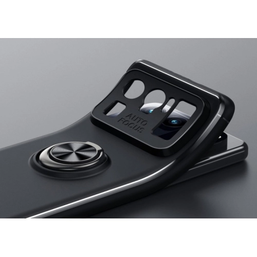 Xiaomi Mi 11 Ultra Kılıf Renkli Silikon Yüzüklü Standlı Auto Focus Ravel Kapak - Mavi - Siyah