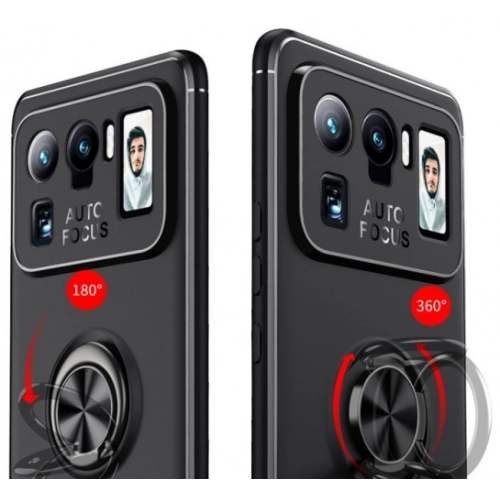 Xiaomi Mi 11 Ultra Kılıf Renkli Silikon Yüzüklü Standlı Auto Focus Ravel Kapak - Kırmızı