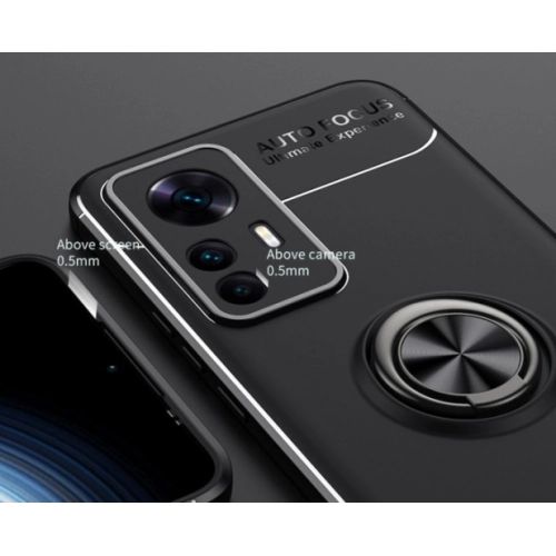 Xiaomi Mi 12T Kılıf Renkli Silikon Yüzüklü Standlı Auto Focus Ravel Kapak - Mavi - Siyah