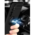 Xiaomi Mi Note 10 Lite Kılıf Renkli Silikon Yüzüklü Standlı Auto Focus Ravel Kapak - Mavi