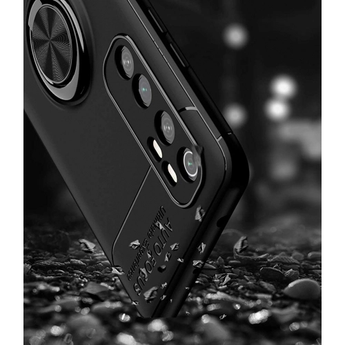 Xiaomi Mi Note 10 Lite Kılıf Renkli Silikon Yüzüklü Standlı Auto Focus Ravel Kapak - Rose Gold