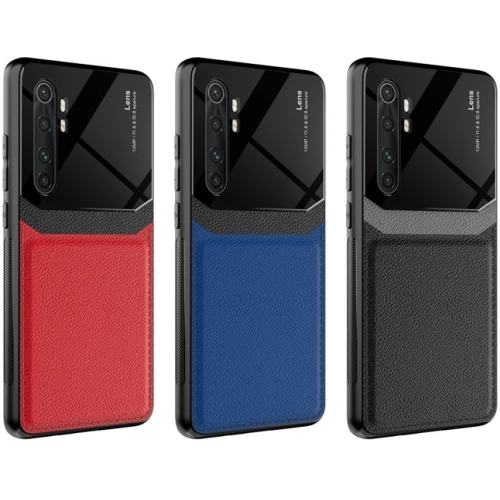 Xiaomi Mi Note 10 Lite Kılıf Deri Görünümlü Emiks Kapak - Kırmızı