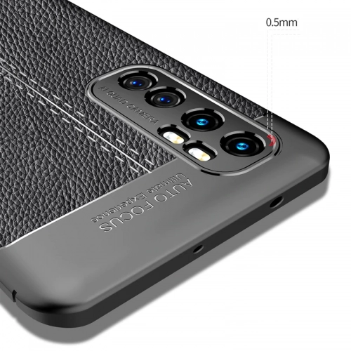 Xiaomi Mi Note 10 Lite Kılıf Deri Görünümlü Lüks Parmak İzi Bırakmaz Niss Silikon Kapak - Lacivert