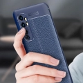 Xiaomi Mi Note 10 Lite Kılıf Deri Görünümlü Lüks Parmak İzi Bırakmaz Niss Silikon Kapak - Lacivert