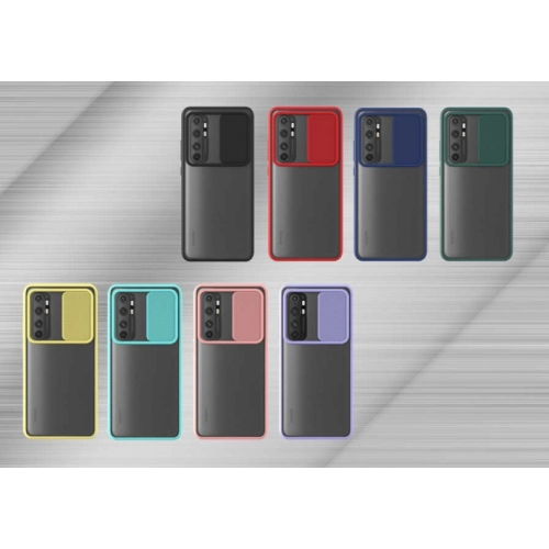 Xiaomi Mi Note 10 Lite Kılıf Silikon Sürgülü Lens Korumalı Buzlu Şeffaf - Yeşil