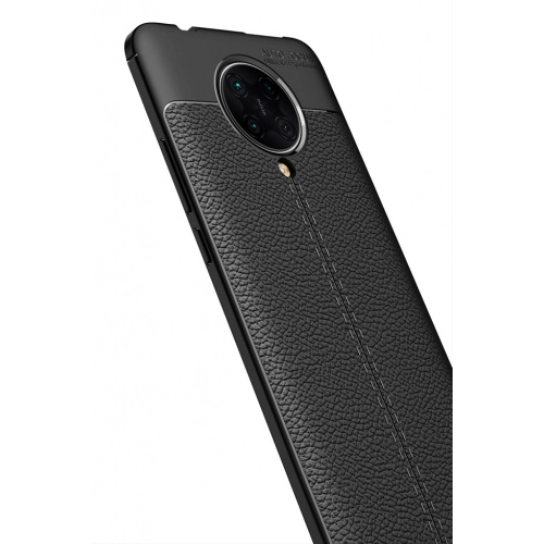 Xiaomi Poco F2 Pro Kılıf Deri Görünümlü Lüks Parmak İzi Bırakmaz Niss Silikon Kapak - Lacivert