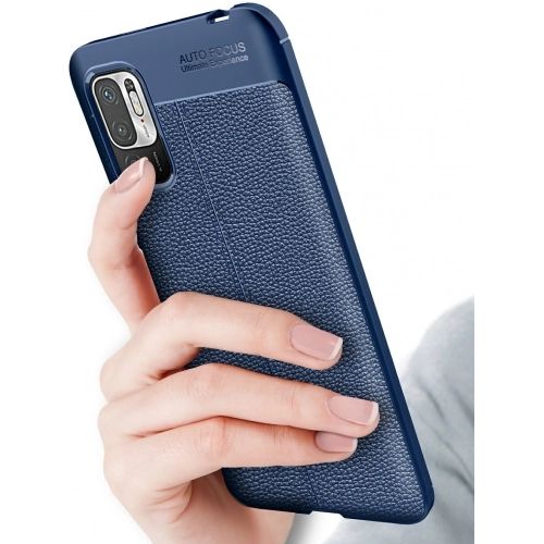 Xiaomi Poco M3 Pro Kılıf Deri Görünümlü Lüks Parmak İzi Bırakmaz Niss Silikon Kapak - Lacivert