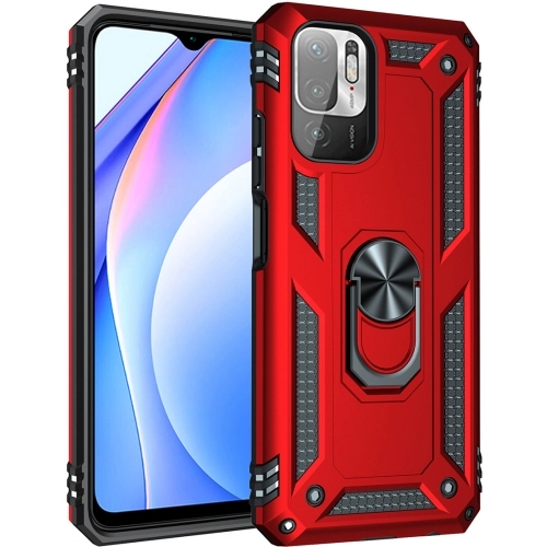 Xiaomi Poco M3 Pro Kılıf Silikon Zırhlı Standlı Yüzüklü Mıknatıslı Tank Kapak - Gri