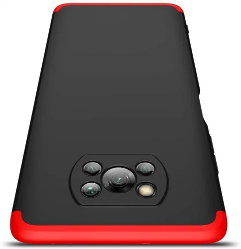 Xiaomi Poco X3 Kılıf 3 Parçalı 360 Tam Korumalı Rubber AYS Kapak - Kırmızı
