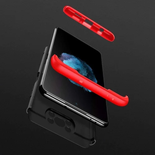 Xiaomi Poco X3 Kılıf 3 Parçalı 360 Tam Korumalı Rubber AYS Kapak - Kırmızı