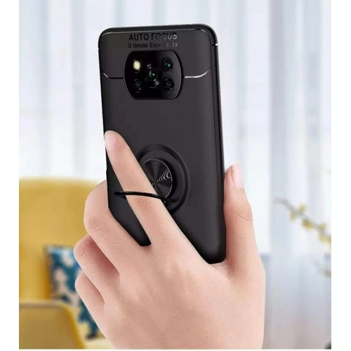 Xiaomi Poco X3 NFC Kılıf Renkli Silikon Yüzüklü Standlı Auto Focus Ravel Kapak - Kırmızı