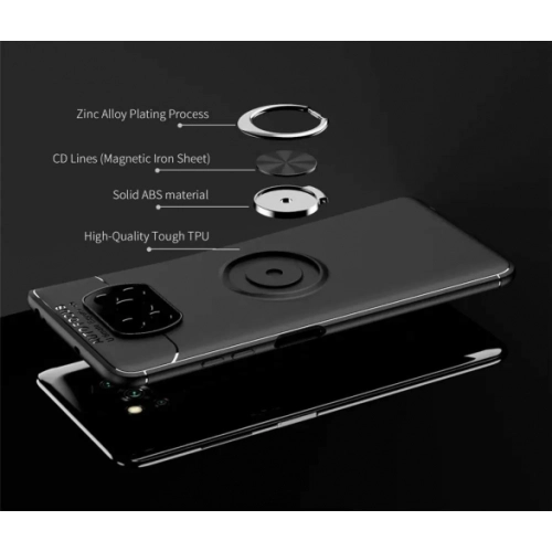 Xiaomi Poco X3 NFC Kılıf Renkli Silikon Yüzüklü Standlı Auto Focus Ravel Kapak - Mavi