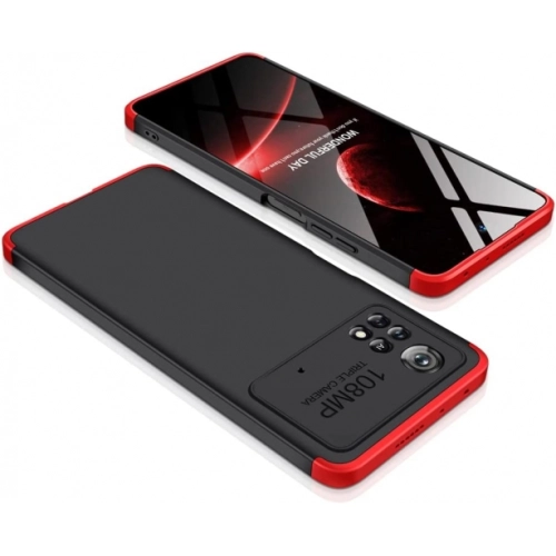 Xiaomi Poco X4 Pro Kılıf 3 Parçalı 360 Tam Korumalı Rubber AYS Kapak - Kırmızı