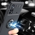 Xiaomi Poco X4 Pro Kılıf Renkli Silikon Yüzüklü Standlı Auto Focus Ravel Kapak - Mavi - Siyah