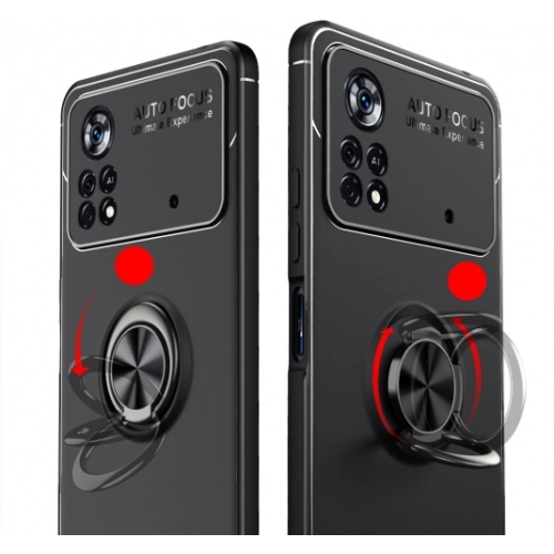 Xiaomi Poco X4 Pro Kılıf Renkli Silikon Yüzüklü Standlı Auto Focus Ravel Kapak - Mavi