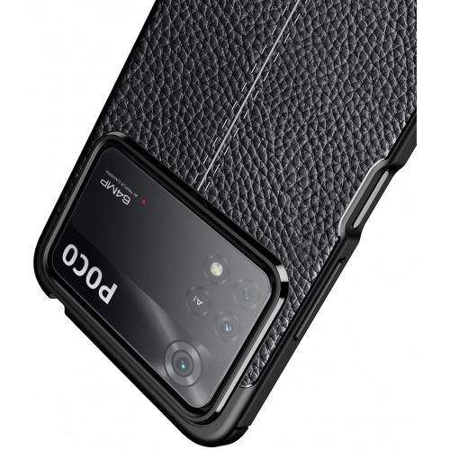 Xiaomi Poco X4 Pro Kılıf Deri Görünümlü Lüks Parmak İzi Bırakmaz Niss Silikon Kapak - Lacivert