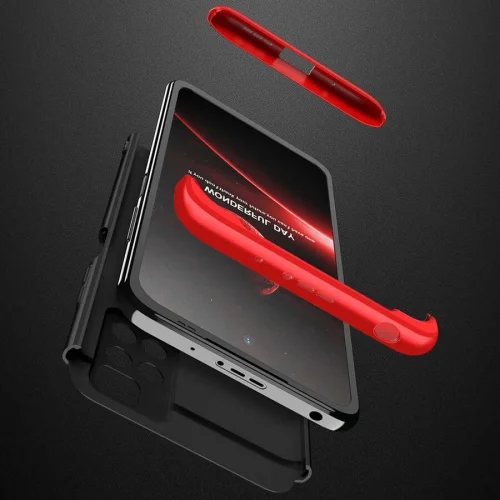 Xiaomi Redmi 10 Kılıf 3 Parçalı 360 Tam Korumalı Rubber AYS Kapak - Gri Siyah