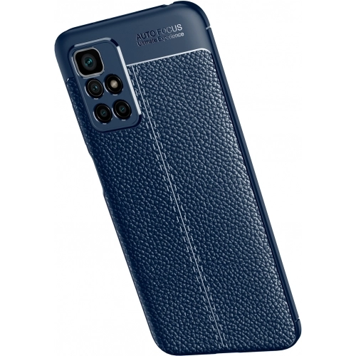 Xiaomi Redmi 10 Kılıf Deri Görünümlü Lüks Parmak İzi Bırakmaz Niss Silikon Kapak - Lacivert