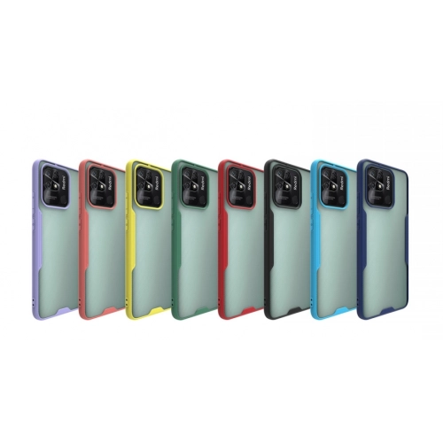 Xiaomi Redmi 10C Kılıf Renkli Silikon Kamera Lens Korumalı Şeffaf Parfe Kapak - Lacivert