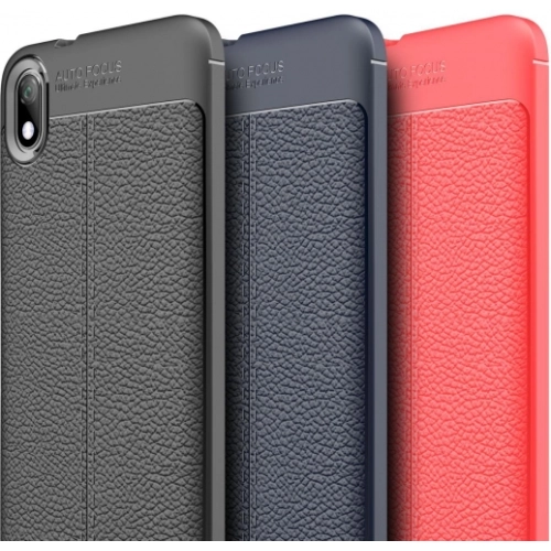 Xiaomi Redmi 7A Kılıf Deri Görünümlü Lüks Parmak İzi Bırakmaz Niss Silikon Kapak - Lacivert