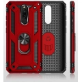 Xiaomi Redmi 8A Kılıf Silikon Zırhlı Standlı Yüzüklü Mıknatıslı Tank Kapak - Kırmızı
