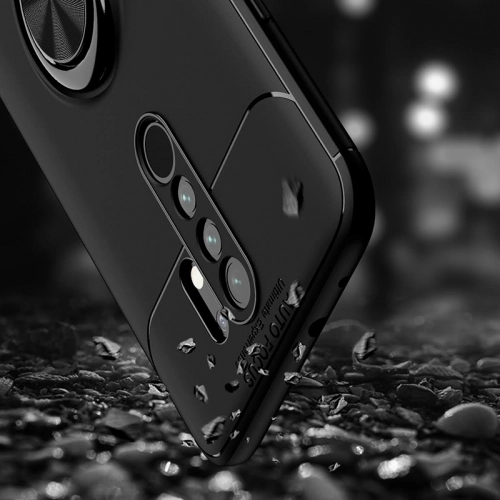 Xiaomi Redmi 9 Kılıf Renkli Silikon Yüzüklü Standlı Auto Focus Ravel Kapak - Mavi - Siyah