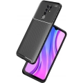 Xiaomi Redmi 9 Kılıf Silikon Parmak İzi Bırakmayan Karbon Soft Negro Kapak - Lacivert