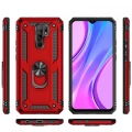 Xiaomi Redmi 9 Kılıf Silikon Zırhlı Standlı Yüzüklü Mıknatıslı Tank Kapak - Lacivert