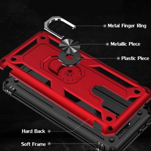 Xiaomi Redmi 9 Kılıf Silikon Zırhlı Standlı Yüzüklü Mıknatıslı Tank Kapak - Gold