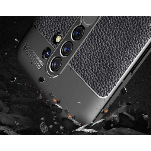 Xiaomi Redmi 9 Kılıf Deri Görünümlü Lüks Parmak İzi Bırakmaz Niss Silikon Kapak - Lacivert