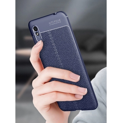 Xiaomi Redmi 9A Kılıf Deri Görünümlü Lüks Parmak İzi Bırakmaz Niss Silikon Kapak - Lacivert