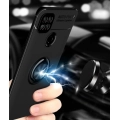Xiaomi Redmi 9C Kılıf Renkli Silikon Yüzüklü Standlı Auto Focus Ravel Kapak - Mavi - Siyah