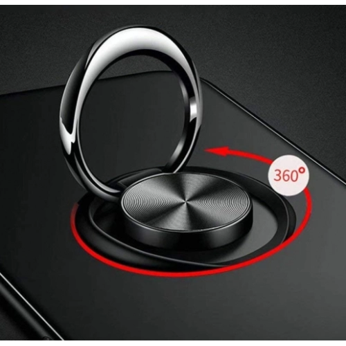 Xiaomi Redmi 9C Kılıf Renkli Silikon Yüzüklü Standlı Auto Focus Ravel Kapak - Mavi - Siyah