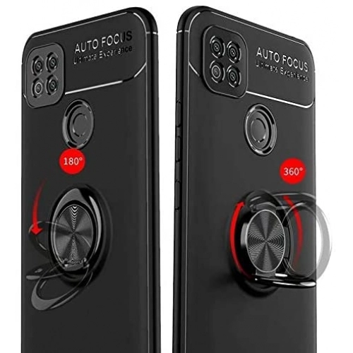 Xiaomi Redmi 9C Kılıf Renkli Silikon Yüzüklü Standlı Auto Focus Ravel Kapak - Rose Gold