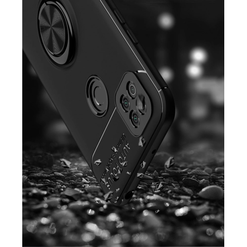 Xiaomi Redmi 9C Kılıf Renkli Silikon Yüzüklü Standlı Auto Focus Ravel Kapak - Kırmızı - Siyah
