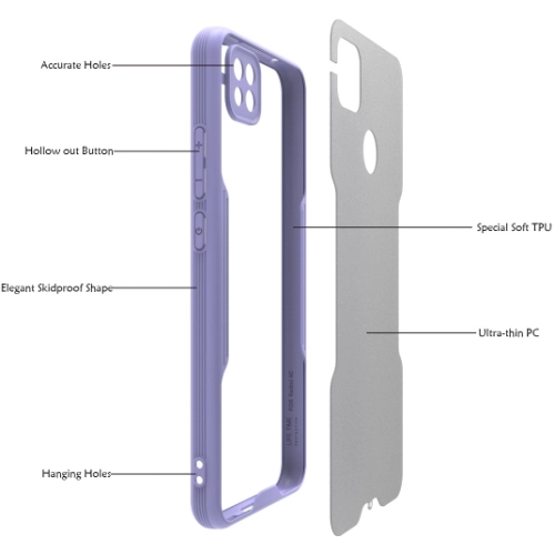 Xiaomi Redmi 9C Kılıf Renkli Silikon Kamera Lens Korumalı Şeffaf Parfe Kapak - Lila