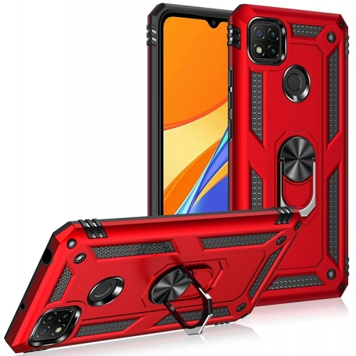 Xiaomi Redmi 9C Kılıf Silikon Zırhlı Standlı Yüzüklü Mıknatıslı Tank Kapak - Gold